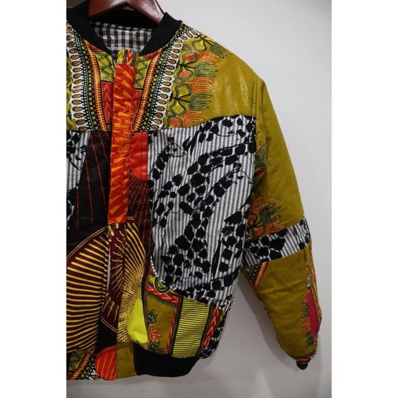 RARE Handmade Custom Mens M Puffer Jacket Muiltcolor Africa Patchwork - Picture 3 of 10